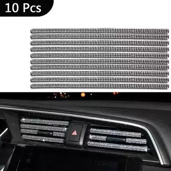 Алмазные автомобильные вентиляционные полоски наклейки на автомобильные воздухозаборники 10 шт. декоративные полоски белые/черные black