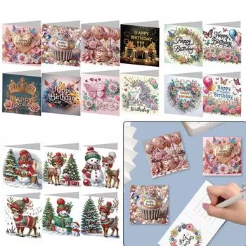 Алмазные художественные открытки DIY Алмазная картина Подарочная карта Ручная работа Алмазное искусство Рождественские открытки Искусство Поделки на День рождения День благодарения