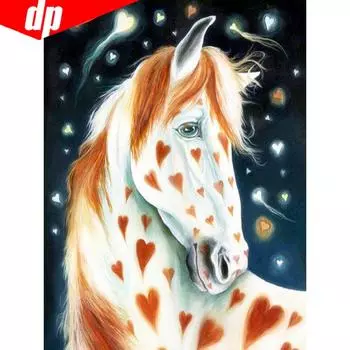 Алмазные картины Лошадь Полная дрель Круглая Алмазная мозаика Животное 5d Diy Алмазная вышивка 20X30
