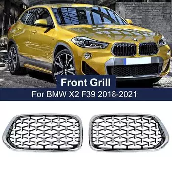 Алмазные передние решетки радиатора замена решетки радиатора для BMW X2 F39 2018 Meteor Style высококачественный ABS-пластик серебряный
