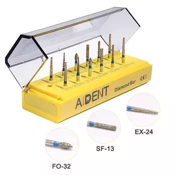 Алмазные стоматологические композитные боры AI-FGS02 12 шт./компл., подготовка плеч, высокоскоростная полировка зубов