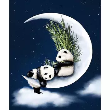 Алмазные животные 5D DIY Алмазная картина Панда на Луне Вышивка Крестом Домашний декор 20X30CM