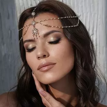 Алмазный цветок Богемский этнический бисер европейский и американский ретро кисточка аксессуары для волос жемчужная цепочка ободок One Size