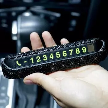 Алмазный кристалл временная карта парковки автомобиля телефонный номерной знак магнитный адсорбционный дизайн блестящие автомобильные аксессуары для женщин фиолетовый