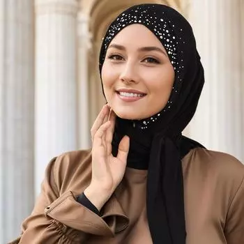 Алмазный модальный трикотажный хиджаб треугольный шарф женский мусульманский хиджаб шали женские мягкие накидки однотонный исламский головной убор тюрбан
