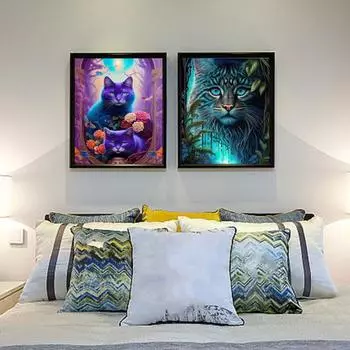 Алмазный пейзаж с изображением милого кота, принт, снятие стресса, повышение уверенности, мозаика, алмазная вышивка, украшение для дома, сделай сам, подарок A