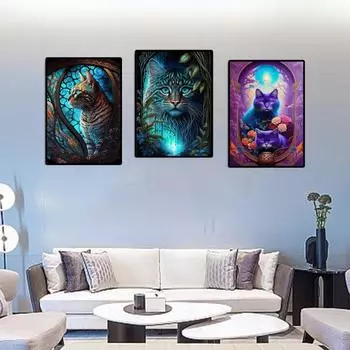 Алмазный пейзаж с изображением милого кота, принт, снятие стресса, повышение уверенности, мозаика, алмазная вышивка, украшение для дома, сделай сам, подарок A