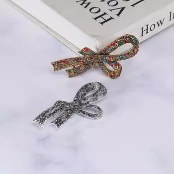 Алмазный темперамент ретро роскошный бант брошь аксессуары корсаж булавка шелковый шарф пряжка