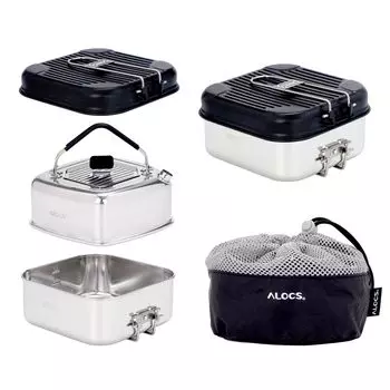 Alocs 3 шт. походная посуда из нержавеющей стали для жарки на открытом воздухе ультра походная сумка для хранения подходит для удобного для стихийных бедствий легко легко для