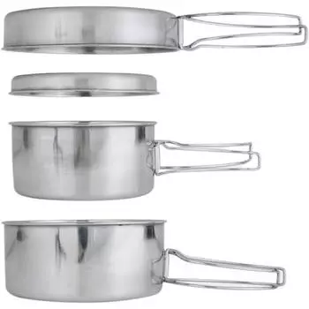 Alocs Backpacking Camping Cookware Mini Picnic Camping Cooking Mess Kit with Pot and Pan Set for Hiking 4pcs