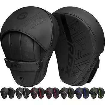 Alocs боксерские перчатки с подкладкой Curved Focus, регулируемая вентиляция на ремне, тренер по боевым искусствам MMA Muay Thai Kickboxing, ударный щит для ударов Target Strike one size чёрный