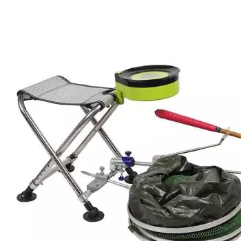 Alocs Camp Stool Fishing Chair Footrest with Rod Holder Compact Saddle Footstool for Garden 1524