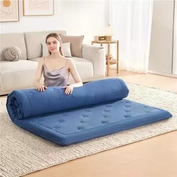 Alocs Camping Portable Rollaway Sleeping Mat, 4-дюймовый складной матрас-футон с эффектом памяти и пылезащитным чехлом, удобное хранение, размер Twin (54*75inch) синий