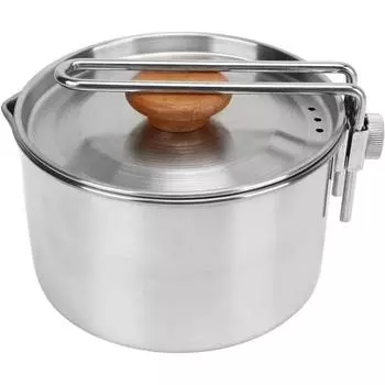 Alocs Camping Pot, 1 л 304 нержавеющая сталь портативный чайник для кемпинга со складной ручкой, мини походная посуда для кемпинга пикника похода alocs-1320 серебряный