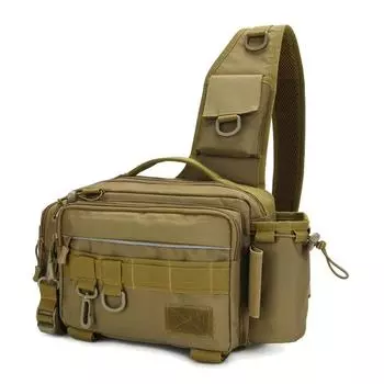 Alocs Многофункциональная сумка для рыболовных снастей, водонепроницаемая сумка-слинг для рыбалки, поясная сумка, органайзер для хранения приманок и катушек 1459 камуфляж зеленый