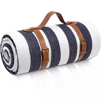 Alocs Одеяло для пикника Очень большое, водонепроницаемое и складное пляжное одеяло, 3-слойное уличное одеяло для 6-8 взрослых, для кемпинга, парка, пляжа 6 7 x 6 7 чёрный