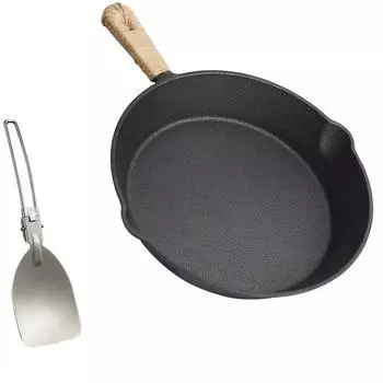 Alocs Picnic Camping Cookware Set Cast Iron Nonstick Frying Pan with Folding Shovel Portable Outdoor BBQ Skillet Tableware Cooking Kit alocs-1323 чёрный