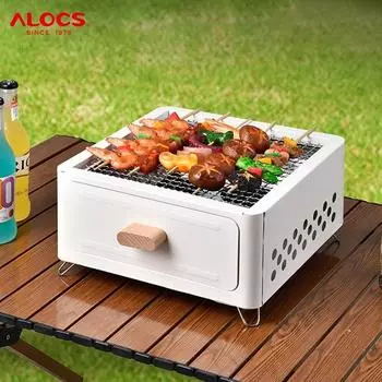 Alocs Портативный Кемпинговый Складной Гриль На Уличном Заднем Дворе Бездымный Угольный Гриль alocs-1286 чёрный