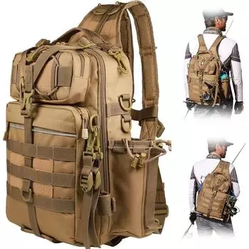 Alocs Рыболовный рюкзак, сумка для снастей на открытом воздухе, большая сумка для рыболовных снастей, водонепроницаемый рыболовный рюкзак 1463 камуфляж зеленый