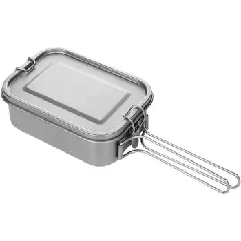 Alocs Titanium Mess Tin with Lid Anti-scalding Handle Outdoor Camping Tableware Cookware Lunch Box Bowl Pan 1391 серебряный