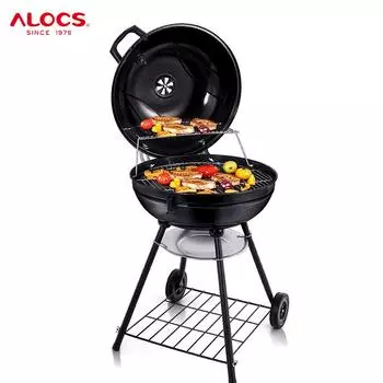 Alocs Уличный Тележка Чайник Угольный Гриль-Барбекю Сад Задний Двор Кемпинг с Колесами Гриль-Барбекю alocs-12791 чёрный