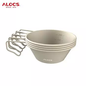 Alocs Ultralight 96g подвесная миска из нержавеющей стали для кемпинга, пикника, походов, портативная миска для риса объемом 200 мл, столовые приборы с ручкой TW-425LY бежевый