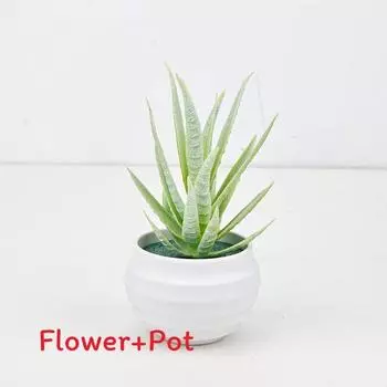 Aloe Succulent Vera Miniature Fake Green Potted Plant For Home Office Decor Desk StyleA