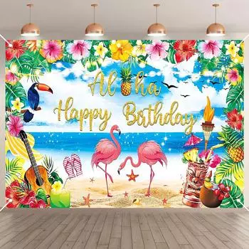 Алоха День рождения Гавайский Фотофон Гавайский Фламинго День рождения Украшения Летние тропические тематические вечеринки Подарки