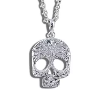 Aloha lokahi Hawaiian Jewelry Necklace Surgical Stainless Steel Pair Necklace Skull Stainless Silver Azuki Chain Steel Width 40cm (Aloha Lokahi)