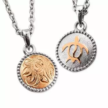 Aloha lokahi Hawaiian Jewelry Necklace Surgical Stainless Steel Honu Scroll Reversible Rose Gold Azuki Chain Steel Width 40cm (Aloha Lokahi)