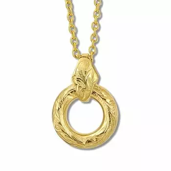 Aloha lokahi Hawaiian Jewelry Necklace Surgical Stainless Steel Ring Scroll with Yellow Gold Azuki Chain Steel Width 40cm (Aloha Lokahi) (Stainless