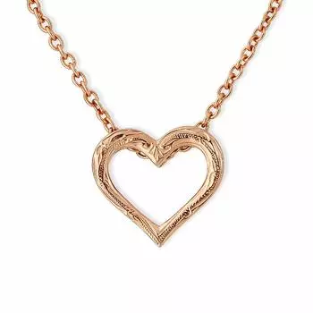 Aloha lokahi Hawaiian Jewelry Necklace Surgical Stainless Steel Heart Scroll Puzzle with Rose Gold Azuki Chain Steel Width 50cm (Aloha Lokahi)