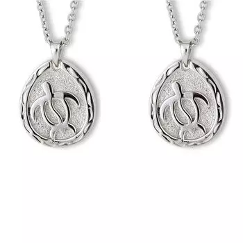 Aloha lokahi Hawaiian Jewelry Pair Necklace Surgical Stainless Steel Honu Silver Azuki Chain Steel Width (Aloha Lokahi) (Stainless 2mm)