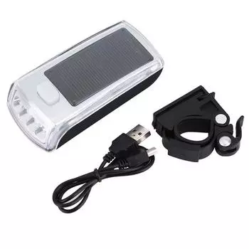Alomejor Bicycle 4 LED Bicycle High Solar Charging USB 3 200m Lighting Handle Mounted Type Headlight, Headlight, Brightness, Waterproof, & Recharge,