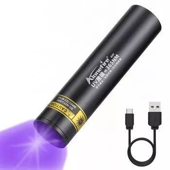 Alonefire SV57 Маленький 3 Вт Ультрафиолетовый Черный Свет Длина Волны 365 нм Тип C USB Перезаряжаемый Anisaki Светильник Деревянная Лампа Инспекционный УФ Светодиодный Портативный Светильник