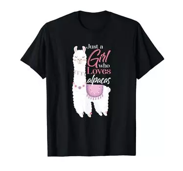 Alpaca Girl Llama A girl who loves alpacas T-shirt чёрный