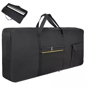Alpha Depot Клавиатура Клавиатура 61 Мягкая Цифровая Наплечная Тканевый Чехол Оксфорд, Сумка, Клавиши, Чехол, Рюкзак, Пианино, Ремень, Сумка, Легкий, Водонепроницаемый, чёрный