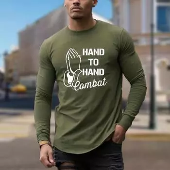 Футболки с принтом ладони и алфавитом для мужчин, футболки с длинным рукавом, повседневные свитера с круглым вырезом, мужская одежда больших размеров XS белый