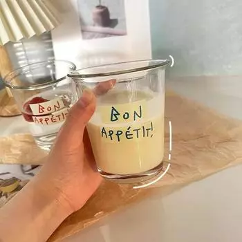 Alphabet Juice Drink Glasses, Breakfast Milk Mugs, French Coffee Mugs Latte Ice American Glassware Reverse Cup Drinkware 301-400ml