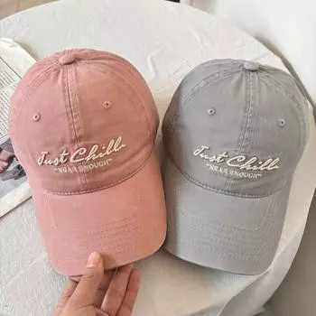 Alphabet washed baseball cap couple sunshade cap women s curved brim tide hat street baseball cap shows small face M56-58cm чёрный