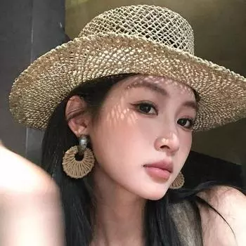 Altay Shout ~ Retro Imitation Bamboo Rattan Straw Earrings Female Fancy Niche Design Earrings Vacation Style Ear Studs Earrings