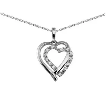 Altesse [K6375] - Серебряное колье Любовь серебристо-белое (родированное покрытие) - 13x16 мм