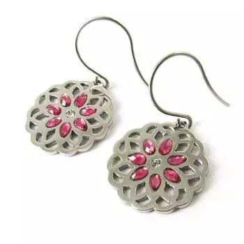 Altesse [M7223] - Стальные серьги Кармен серебристо-розового цвета