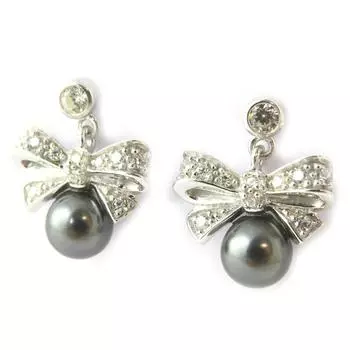 Altesse [N3320] - Серебряные серьги Романтический узел серо-белый