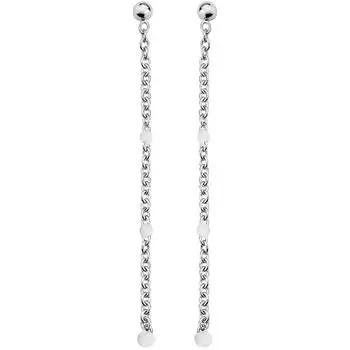 Altesse [Q4865] - серебристо-белые серебряные серьги Бохо - 47 мм