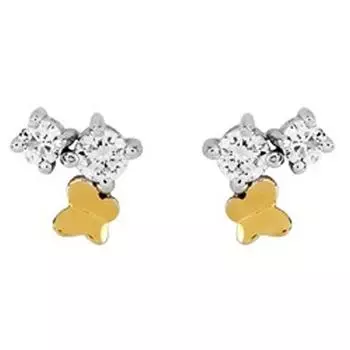 Altesse [R5715] - Серебряные серьги «Papillon Lumire» (родий) - 8x8мм