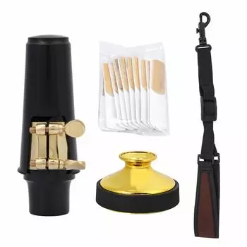 Alto Saxophone Mouthpiece Set with Mouthpiece Cap, Mute Silencer, Neck Strap, and Saxophone Reed Accessories