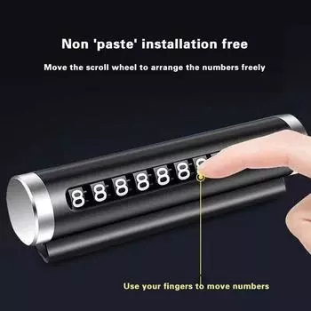 Алюминиевая автомобильная временная парковочная карта Контактный номер телефона Дисплей Инструмент Вращающиеся цифры Парковка Стоп в автомобильном стайлинге Автоаксессуары чёрный