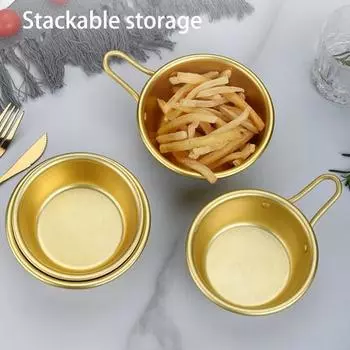 Алюминиевая чаша для рисового вина с утолщенной ручкой, желтые гладкие углы, полая ручка, металлическая чаша для ресторанов, кимчи и кулинарии 12.5cm A