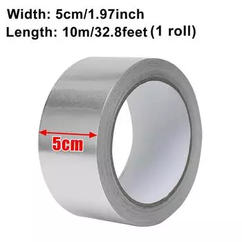 Алюминиевая фольгированная лента серебристая термостойкая герметичная клейкая заплатка для ремонта защита от протечек клейкая лента для воздуховодов кухонные водонепроницаемые наклейки 5cm&10m (1 roll) серебряный